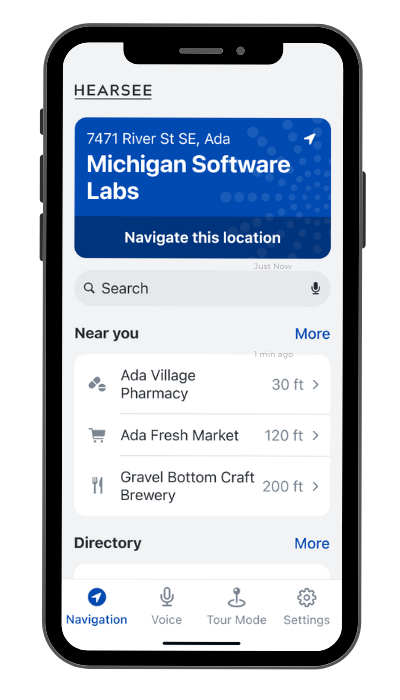 Hearsee application screen