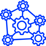 interconnected web of gears icon