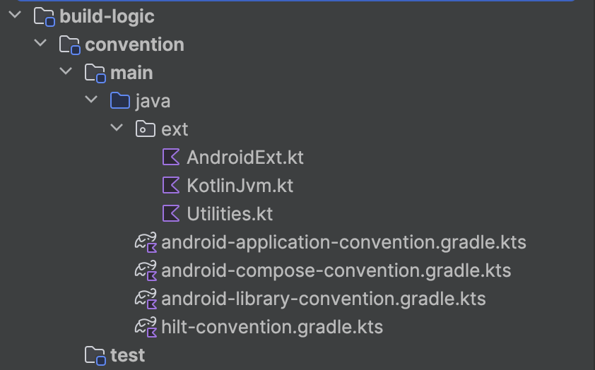 Screenshot of Android modular project conventions in Android Studio