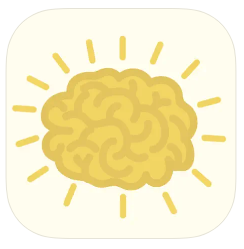 Image of brain that is yellow and beaming