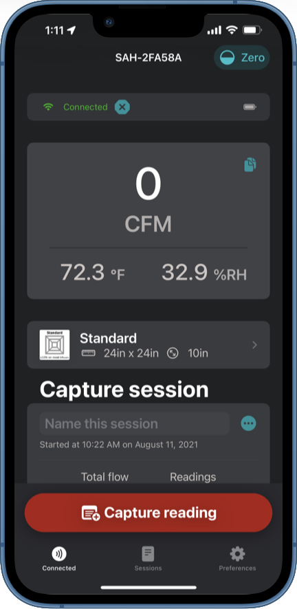 Dwyer mobile application screen
